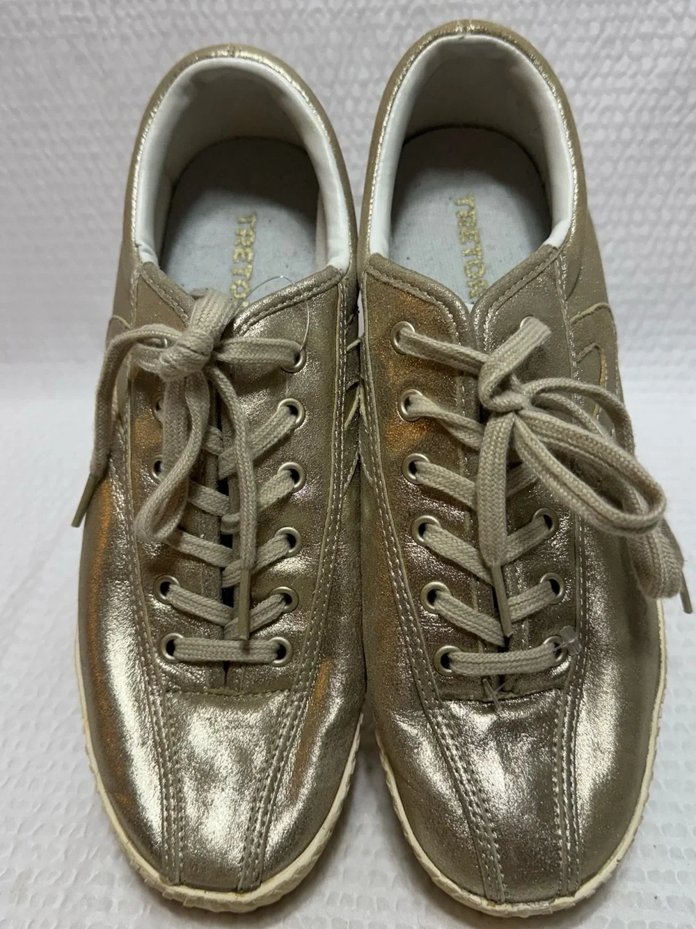 Tretorn Metallic Gold Platform Lace-Up Sneakers - Women's 8